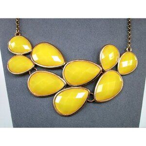 Yellow Teardrop Stone Necklace With Gold Tone Chain & Clasp